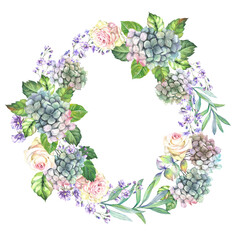 wreath of flowers.watercolor 