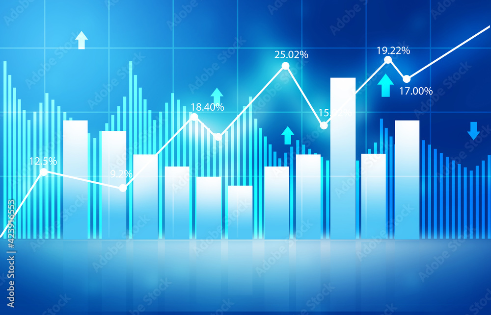 Wall mural financial stock market graph. 3d illustration.