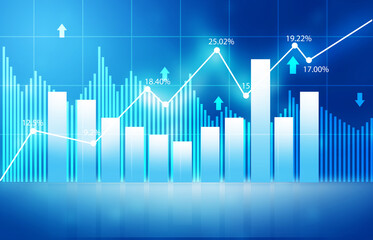 Financial stock market graph. 3d illustration.