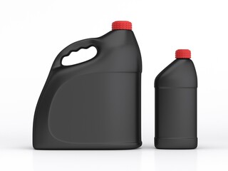 Blank Canister Big and Small with red cap - Plastic Oil And Liquid Detergent Container Packaging For Branding, 3d render