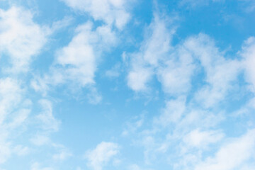 Naklejka na ściany i meble Bright blue skies with clouds, weather warm background.