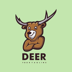 Cartoon logo template with Deer vector illustration
