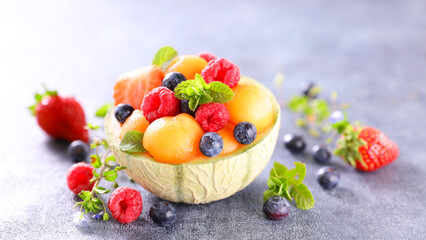fruit salad with melon and berry fruit