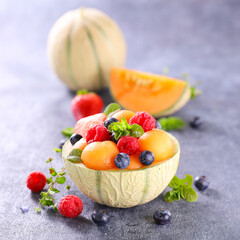 fruit salad with melon and berry fruit