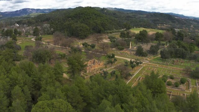 Aerial, Ancient Olympia, Peloponnes, Greece