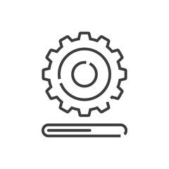 Actualiza el progreso del sistema. Proceso de carga. Engranaje con barra de estado con lineas en color gris