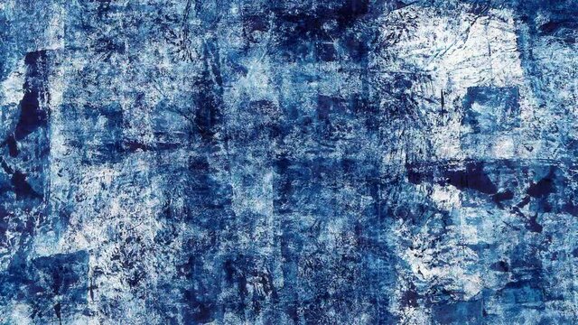 Abstract motion background with blue oil paint. Stop motion animated.	
