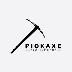 Pickaxe Logo Vector icon symbol illustration Design template, Mining Concept With Silhouette,Mining Logo, Pickaxe Logo