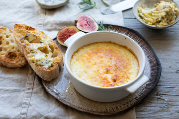Parmesan custard with toasted ciabbatta bread and anchovies butter