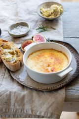 Parmesan custard with toasted ciabbatta bread and anchovies butter