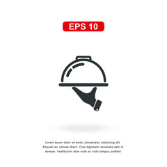 Fototapeta premium web icon Waiters Serving. Food Tray sign isolated on white background. Simple vector illustration.