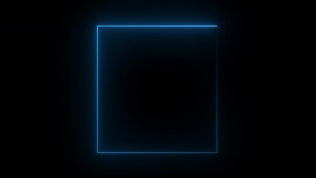 Abstract blue square shape on a black background. Loop animation.