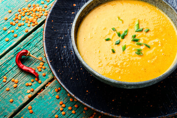 Rustic soup with lentils
