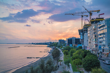 Fototapeta na wymiar Cityscape of Limassol at dusk
