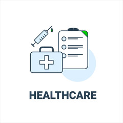 Healthcare and medicine simple vector icon. Vaccination schedule, first aid kit, syringe - a symbol of health care. Medicine hospital logo. Vaccination against covid 19.