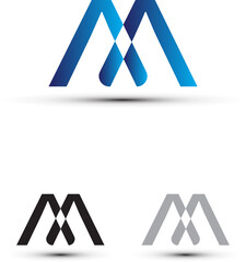 Double-A or M letter logo design with gradient colors