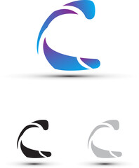 C letter logo design with gradients colors