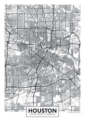 City map Houston, travel vector poster design