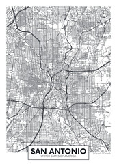 Fototapeta na wymiar City map San Antonio, travel vector poster design