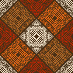 Design with animal coloring pages. Ethnic boho ornament. Seamless background. Tribal motif. Vector illustration for web design or print.