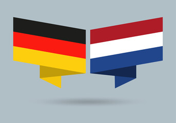 Germany and Nederlands flags. Dutch and German national symbols. Vector illustration.