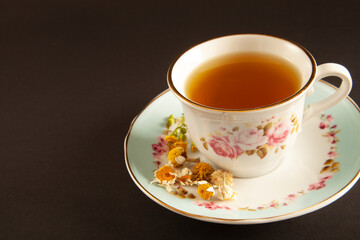 dried daisies and chamomile tea