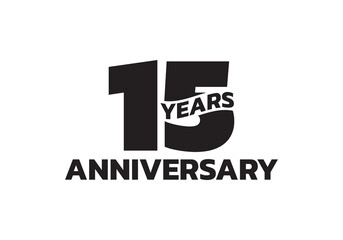 15 years anniversary logo. 15th birthday icon or badge design. Vector illustration.