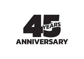 45 years anniversary logo. 45th birthday icon or badge design. Vector illustration.