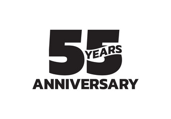 55 years anniversary logo. 55th birthday icon or badge design. Vector illustration.