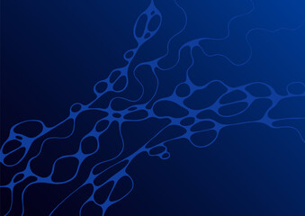 Dark blue gradient background with fluid grid elements.