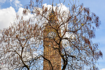 Big Ben tower in spring, London, UK