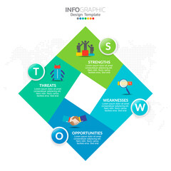 Business infographic elements with 4 options or steps blue theme.