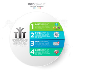 Business infographic elements with 4 options or steps blue theme.
