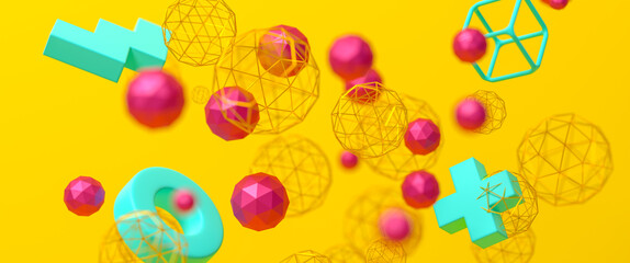 3d render of abstract geometric form or shapes, clean and simple graphic composition.