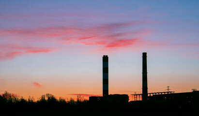 colorful sky and factory 