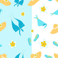 Summer Beach Seamless Pattern with Swimsuit