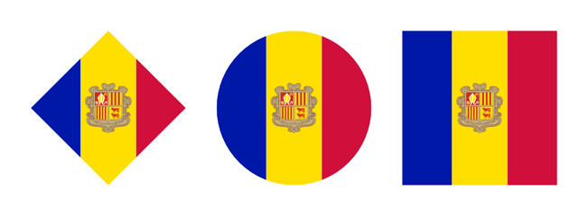 andorra flag icon set. isolated on white background. vector illustration	