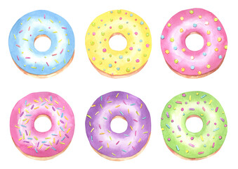 Fototapeta premium Watercolor Donuts Set