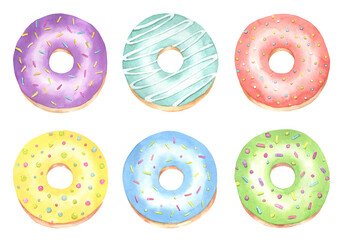 Watercolor Donuts Set