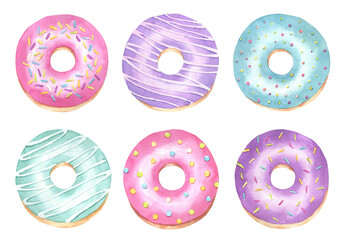 Watercolor Donuts Set