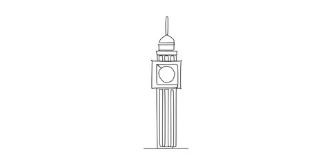 Fototapeta na wymiar Big Ben in London Tower - Continuous one line drawing