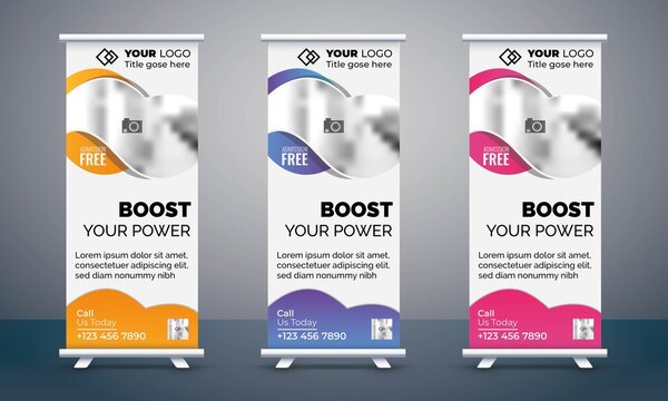 Fitness Roll Up Banner Design And Retractable Banner , Business Roll Up , Vector