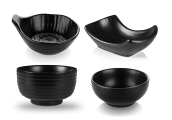 Beautiful shape ceramic black bowl isolated on white