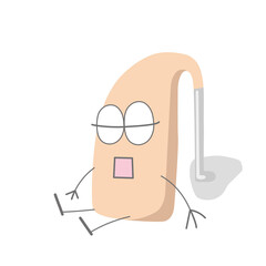 かわいい耳かけ補聴器キャラクターが動作しないイラスト
