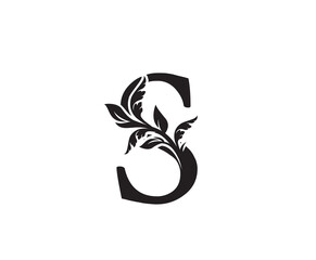Classic Letter S Heraldic logo. Vintage classic ornate letter vector.