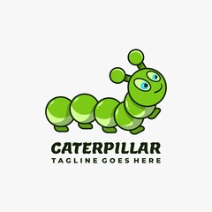 caterpillar character mascot logo design vector illustration