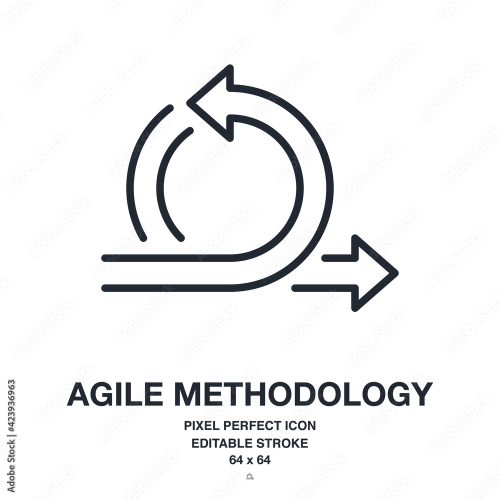 Wall mural agile methodology arrow editable stroke outline icon isolated on white background vector illustratio