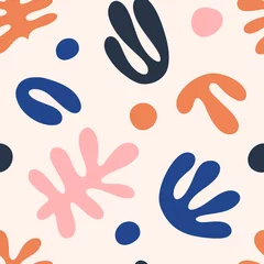 Stickers muraux Formes géométriques Modèle sans couture de formes organiques abstraites de Matisse. Illustration vectorielle contemporaine dessinée à la main.
