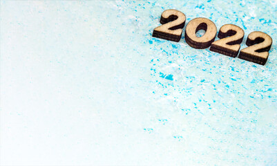 Figures 2022 on blue background. Banner 2022.