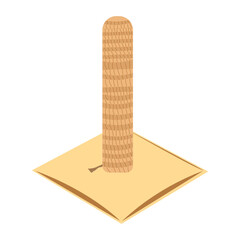 Cat scratching post. Cute pet toy. Isolated pet accessory on white background. Vector cartoon illustration.
